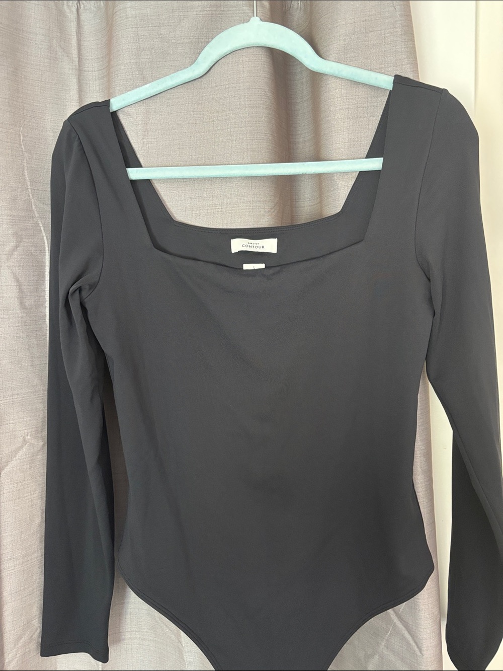 Aritzia Contour Long-Sleeve Square-Neck Bodysuit in Black